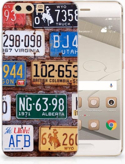 Huawei P10 Plus Siliconen Hoesje met foto Kentekenplaten