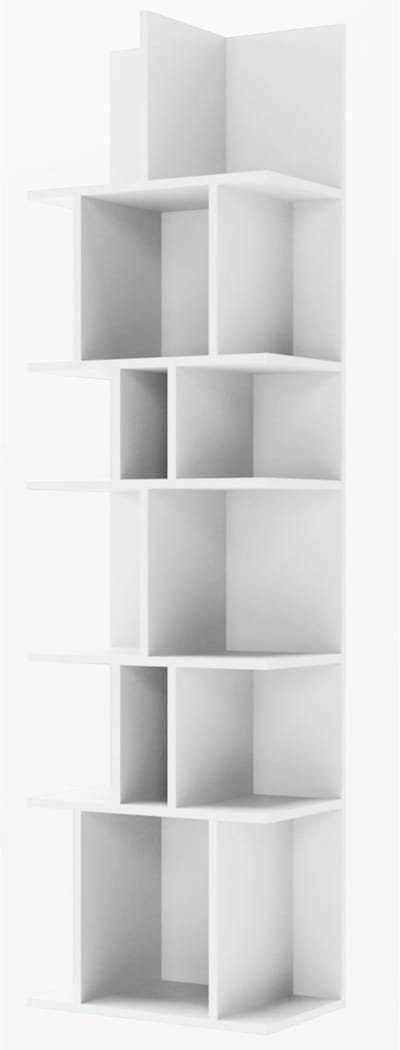 Selsey Bemmi – Wand- en staandrek met asymmetrische vakken, wit, 180 × 50 cm