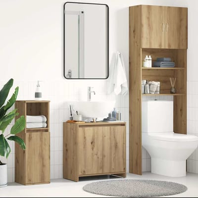 vidaXL - Wastafelkast - 60x33x60 - cm - bewerkt - hout - artisanaal - eikenkleurig