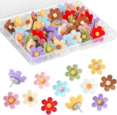 Decoratieve Prikpinnen - Punaises Bloemen - Borden Organiseren - Hars en Metaal - 50 Stuks - Kleurrijk