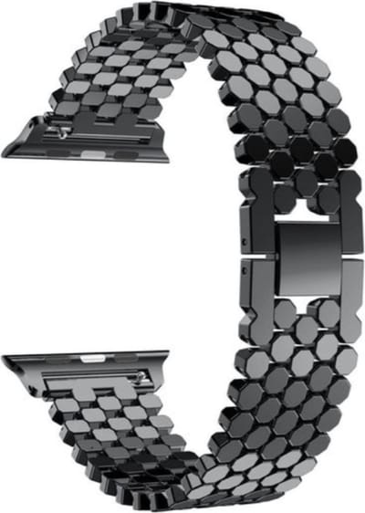 Innerlight® Hexagon+ - Zwart - 38/40/41mm - Metalen bandje geschikt voor Apple Watch - Stainless Steel Watch Band - Geschikt als Apple Watch bandje voor Series 1/2/3/4/5/6/7/8/9/10 42mm/11 42mm/SE