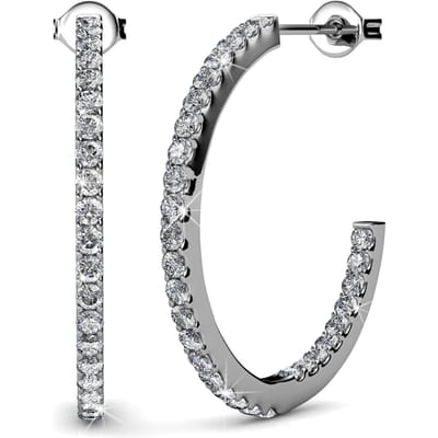 Simply Hoop Oorbellen - Zilver en Kristal
