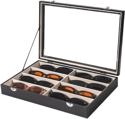 Brillen Organizer - Opbergdoos - Netjes Opbergen - 8 Sleuven - 34.5 x 24 cm - Zwart