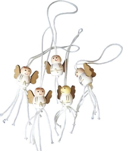Gelukspoppetjes - Gelukshangertje - Engeltje met vleugeltjes - 10 stuks - Kerst - Gelukswens - Geluk - Wit met goudkleurig - Weggevertje - Versiering