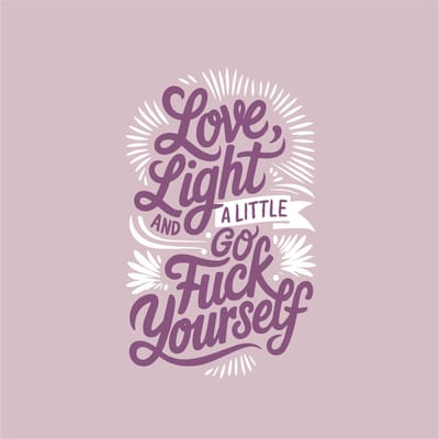 Yoga Poster “Love Light and a Little Go Fuck Yourself”Large 50x70 cm - Spiritualiteit met een knipoog - Humoristische Wanddecoratie - spiri wanddecoratie - grappige spirituele poster