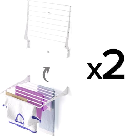 2x Foxydry Fold 60 white wasdroogrek wandmontage clicksysteem - 60 x 50 x 10 cm