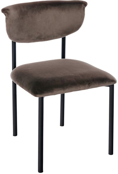 CLP Gambell Eetkamerstoel - klassiek - met rugleuning - zwart metalen poten - velvet - fluweel - Fluweel/bruin