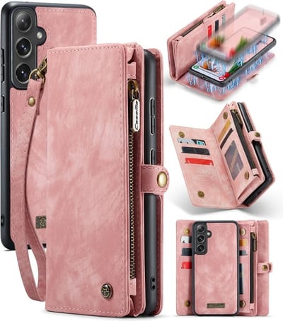 Caseme Geschikt voor Samsung Galaxy S24 Plus / S24+ hoes - Vintage 2 in 1 portemonnee - Lichtroze