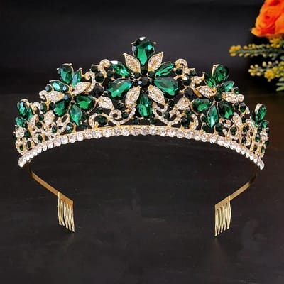 Baroque Concours de Beauté Couronne de Mariée Tiare Alliage Cristal Bandeau de Mariage Accessoires Cheveux Couronne gray