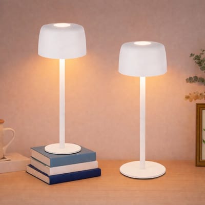 NETTLIFE Tafellamp LED - 2 Stuks - wit - Draadloos Nachtlamp - Touch Dimbaar - USB Oplaadbaar - 3 Kleurtemperaturen - In hoogte verstelbaar - Draagbare Tafellamp - voor binnen en buiten - voor Eetkamer | Slaapkamer | woonkamer | Hotel