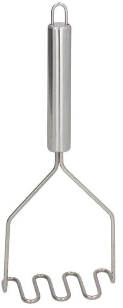 Gerimport Aardappelstamper/pureestamper - zilver rvs metaal - keuken gerei - 23 cm - Hoge kwaliteit
