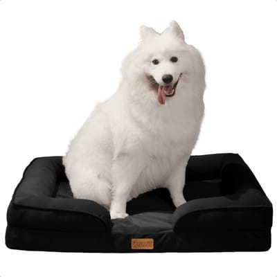 JAXY - Orthopedisch Hondenbed - Hondenmand - Hondensofa - Anti-Slip en Wasbaar - 89 x 63,5 x 16,5 - L - Zwart