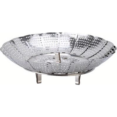 Bol vapeur pliable en acier inoxydable de 21 cm pour légumes et fruits gray