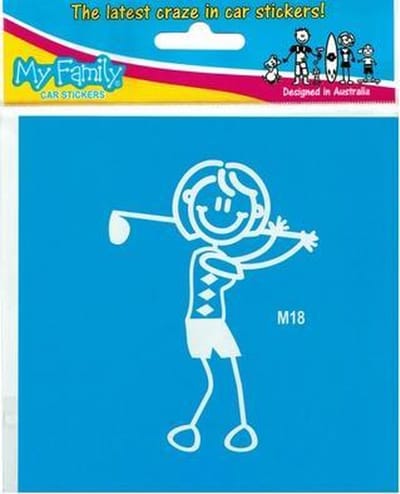 Moeder met golfstick - autosticker - wit - 10 cm