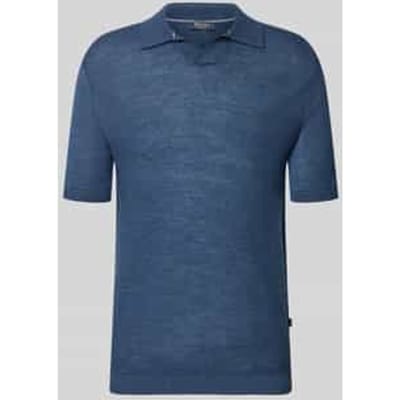 slim fit poloshirt van scheerwol met structuurpatroon
