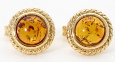La Rosa Princesa Amber Oorbellen Zilver verguuld - Barnsteen Rond