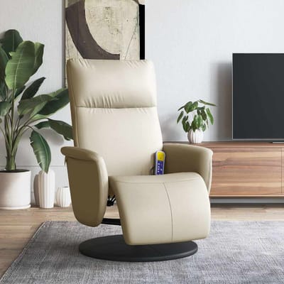 vidaXL - Massagestoel - verstelbaar - met - voetensteun - kunstleer - crèmekleurig