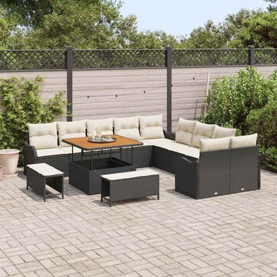vidaXL - Tuinbank - Set - 13 - st - 12-Aantal - zitplaatsen - Zwart - en - Crème