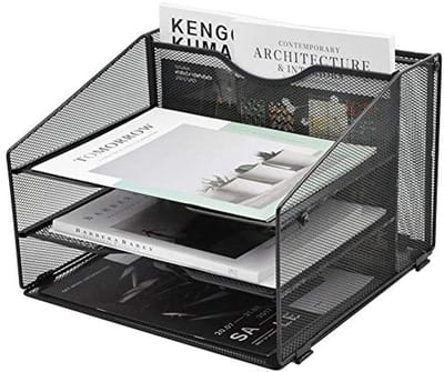 Bureau Organizer met 3 Papieren Laden en 1 Verticale Compartiment - Zwart