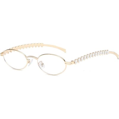Montures de Lunettes Dioptriques Femmes Monture Métal Lunettes Ovales Monture Lunettes de Vue Décoration Luxe Lunettes de Vue Verres Ovales