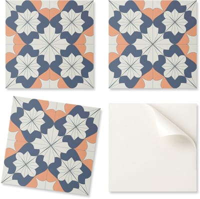 Set PVC-tegels met decoratie voor keuken of badkamer, geometrisch bloemenpatroon, 20x20x20 cm