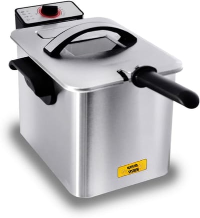 QORA® Frituurpan 4 liter - Frituurpan - Zilver - ‎28cm x 37cm x 25cm