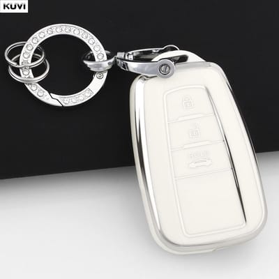 Coque Housse de Clé de Voiture à Télécommande 3 Boutons en TPU Pour Toyota Prius Camry Corolla Chr C-Hr Rav4 Land Cruiser Prado Porte-Clés Accessoires white