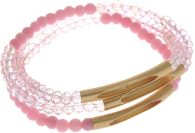 Behave - roze armbandenset met kralen en staafje - zomers - casual chic