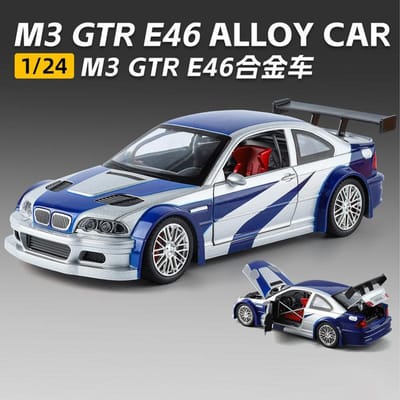 1:24 M3 E46 Gtr Coupe Legering Sportauto Model Diecast Metaal Baanrace Voertuigen Auto Model Geluid Licht Simulatie Kinderen Speelgoed Cadeau
