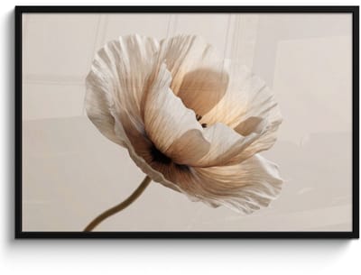 Poster in lijst - Fotolijst 120x80 cm - Posters - Bloem - Beige - Crème - Posterlijst zwart - Decoratie - Wanddecoratie woonkamer - Muurdecoratie slaapkamer