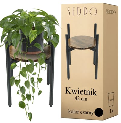 SEDDŌ Urban Serie - Metalen Plantenstandaard - Loft Stijl - Hout en Metaal - Zwart en Donkerbruin