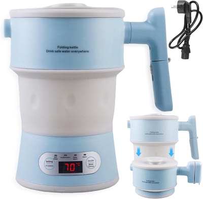 Opvouwbare waterkoker - Reis waterkoker - Warme dranken maken - Multifunctioneel instelbaar - 08 liter - Lichtblauw