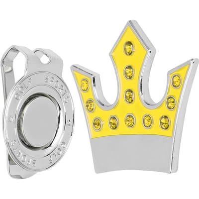 Clip de chapeau Marqueur de balle de golf Magnétique Amovible Marqueur de position de balle de golf pour Hommes Femmes Enfants(Strass Couronne) jaune