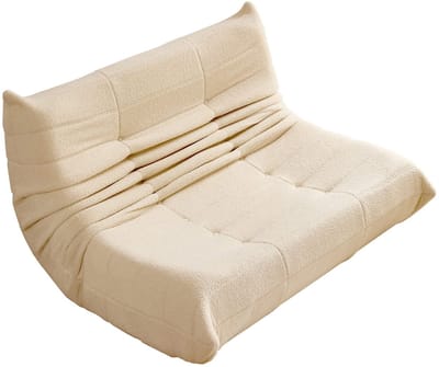 MODFU Teddy Fluweel Lounge Sofa – 149 cm – Ergonomische relaxbank met hoogwaardig schuim – Lichtgewicht & verplaatsbaar – Zacht & comfortabel – Beige