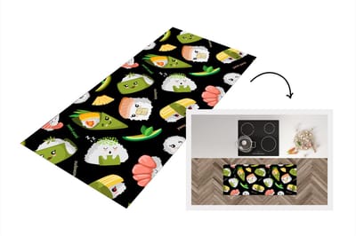 Keukenloper - Loper keuken - Kawaii - Sushi - Patronen - 120x50 cm - Keukenloper vinyl