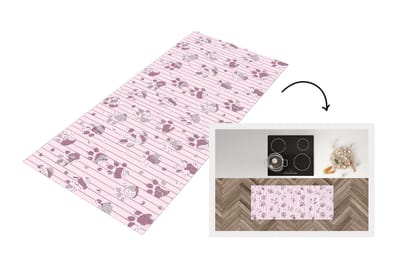 Keukenloper - Loper keuken - Hond - Roze - Patronen - 120x50 cm - Keukenloper vinyl