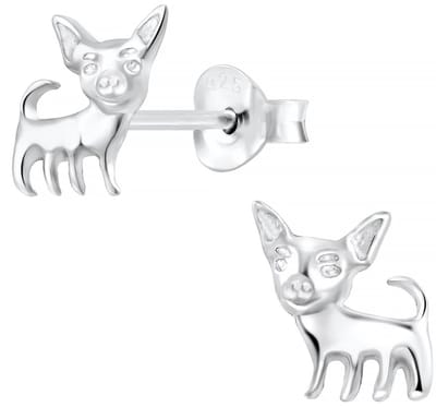 Joy|S - Zilveren hond oorbellen - 8 mm