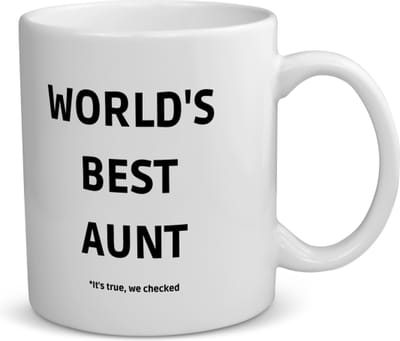 Akyol - world's best aunt it's true we checked koffiemok - theemok - Tante - werelds beste tante - verjaardag - cadeautje voor tante - tante artikelen - kado - geschenk - 350 ML inhoud