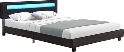 Gestoffeerd bed Paris - 180 x 200 cm - Zwart - LED Verlichting
