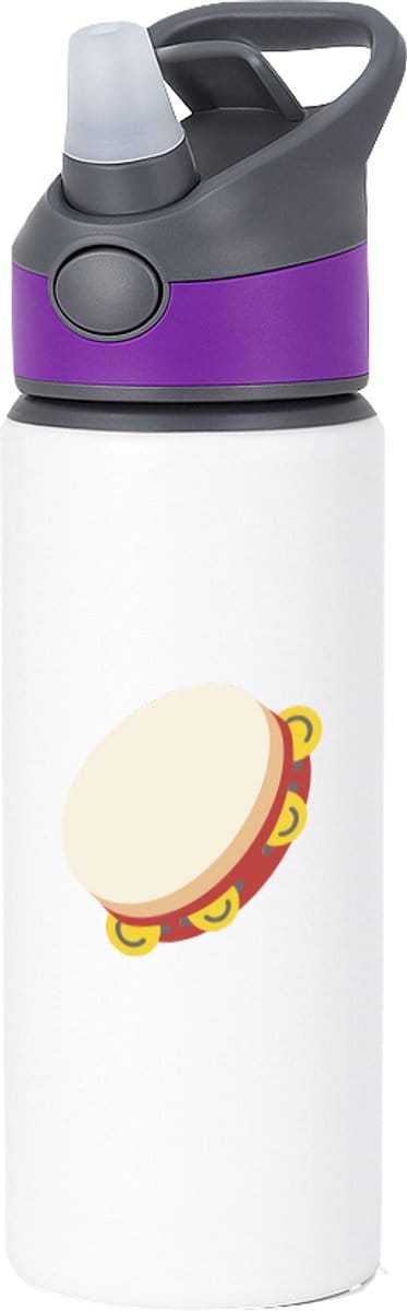 Hacebo® - Tamboerijn waterfles met rietje paars - Drum - Tamboerijn spelers - Muzikant - slaginstrument - trommel - water fles - 650ML