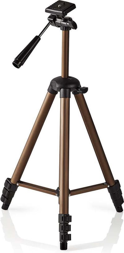 Nedis Statief - Maximaal draagvermogen: 2.0 kg - Minimale werkhoogte: 40.5 cm - Maximale werkhoogte: 128.0 cm - 4 Segmenten - Pan - Inclusief reistas - ABS / Aluminium - Brons / Zwart