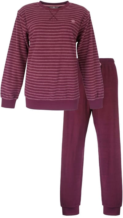 Tenderness Dames Pyjama - Badstof - Lange Mouwen - Bordeaux - Maat S