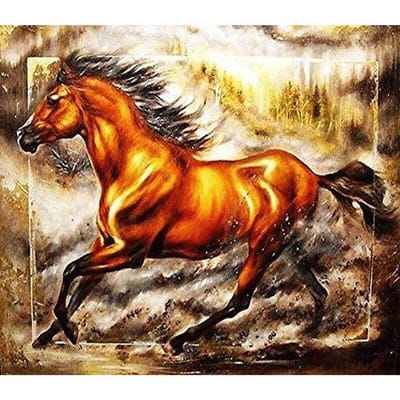 DIY diamant borduurwerk paard volledige ronde Diamond schilderij Cross Stitch Kit 20X30CM orange