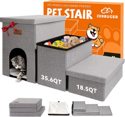 Hondentrap met opbergruimte - Opvouwbare hondenopstapjes voor bed en auto, ideaal voor kleine en grote honden