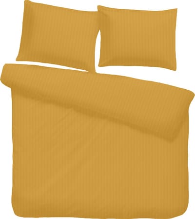 iSleep Satijnstreep Dekbedovertrek - Tweepersoons - 200x200/220 cm - Donker Geel