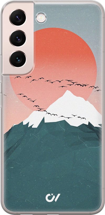 Hoesje geschikt voor Samsung Galaxy S22 hoesje - Mountain Birds - - Blauw - - Casevibes