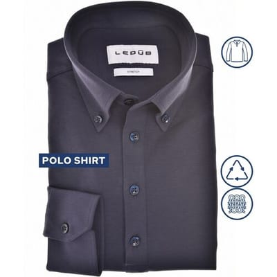 Ledûb Slim Long Sleeve Polo Jersey Stretch Donker Blauw / male
