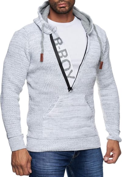 Heren Gebreide Trui met Capuchon Mooie Slim Fit Sweater