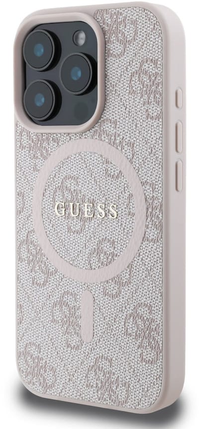 Guess 4G Ring Classic Logo Hoesje Geschikt voor iPhone 16 Pro Max - Back Cover Compatibel met MagSafe - Roze