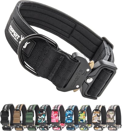 Verstelbare Hondenhalsband met Patches, Dikke en Duurzame Kraag met Snelsluiting, Geschikt voor Middelgrote en Grote Honden, Zwart